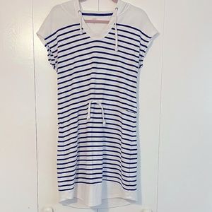 Maurice’s Mini Sporty Navy and White Striped hoodie Dress